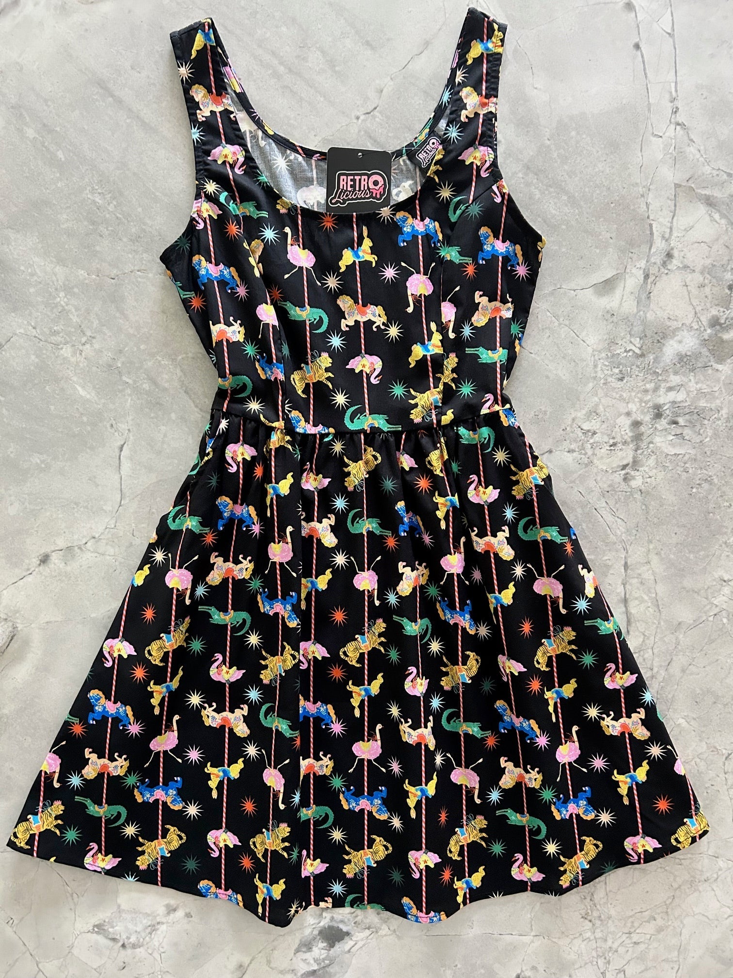 Carousel Shorter Fit & Flare Dress - 3X only, 1 left! Retrolicious