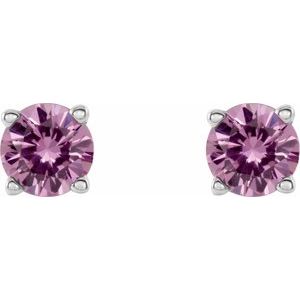 14K White 2.5 mm Natural Pink Sapphire Earrings Ethereal Legacy Boutiques