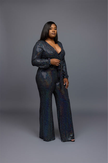 Silver Glitz & Glam Jumpsuit The Bella Noire Store