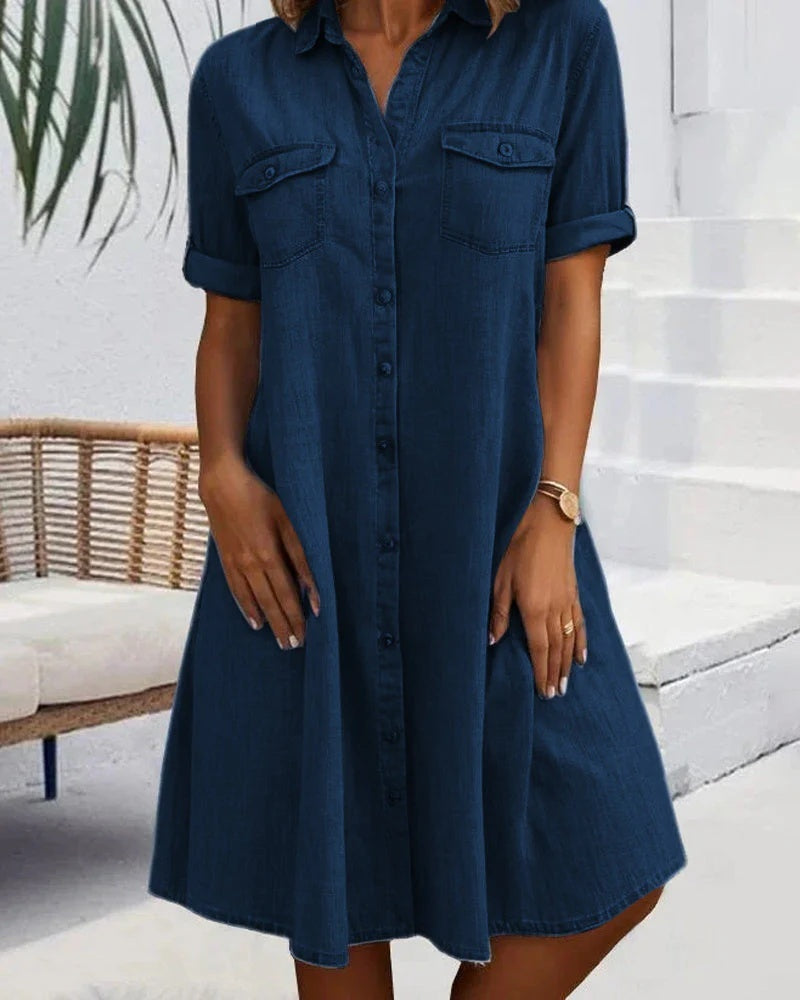 Fashion Personality Female Denim Solid Color Dress Grayceful LLC
