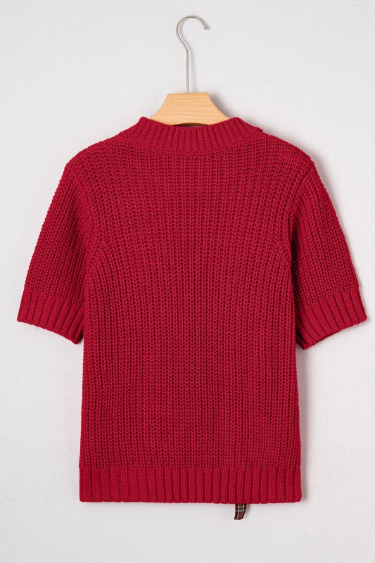 Christmas Plaid Lace-Up Puff Sleeve Sweater Shop Style & More | Fresh Looks, Everyday Deals & Free Shipping