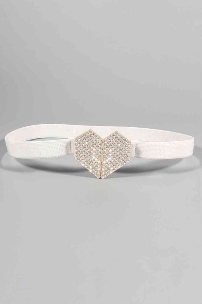 GlamStyle Rhinestone Heart Buckle Elastic Belt – Stunning Sparkle and Comfort See size chart under “more details” The Fashion Celestial