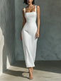 Square Neck Sling Dress – High Waist Midi Dress FitiqueFit