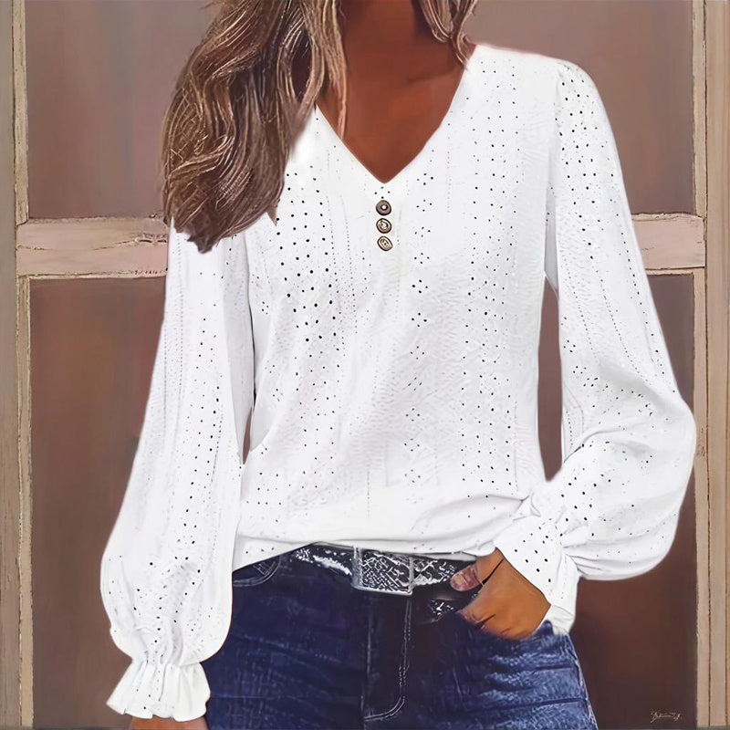 Plus Size Women's V-Neck Solid Top FitiqueFit