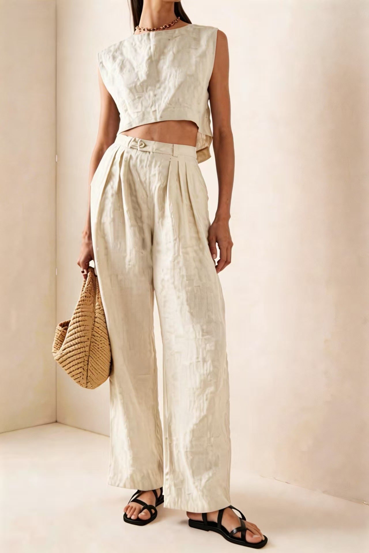 Women's Crew-Neck Loose Casual Two-Piece Set – Breathable T-Shirt & Pants FitiqueFit