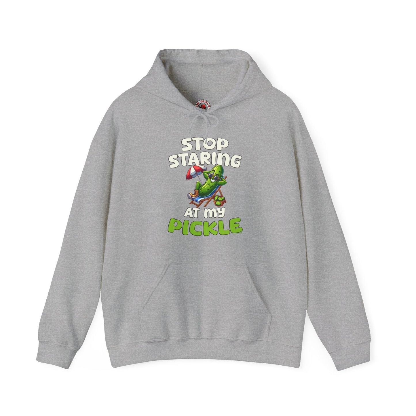 Stop Staring At My Pickle Hooded Sweatshirt The Devil's Pickle