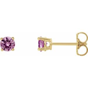 14K Yellow 4 mm Natural Pink Sapphire Earrings Ethereal Legacy Boutiques