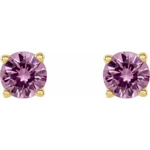 14K Yellow 4 mm Natural Pink Sapphire Earrings Ethereal Legacy Boutiques
