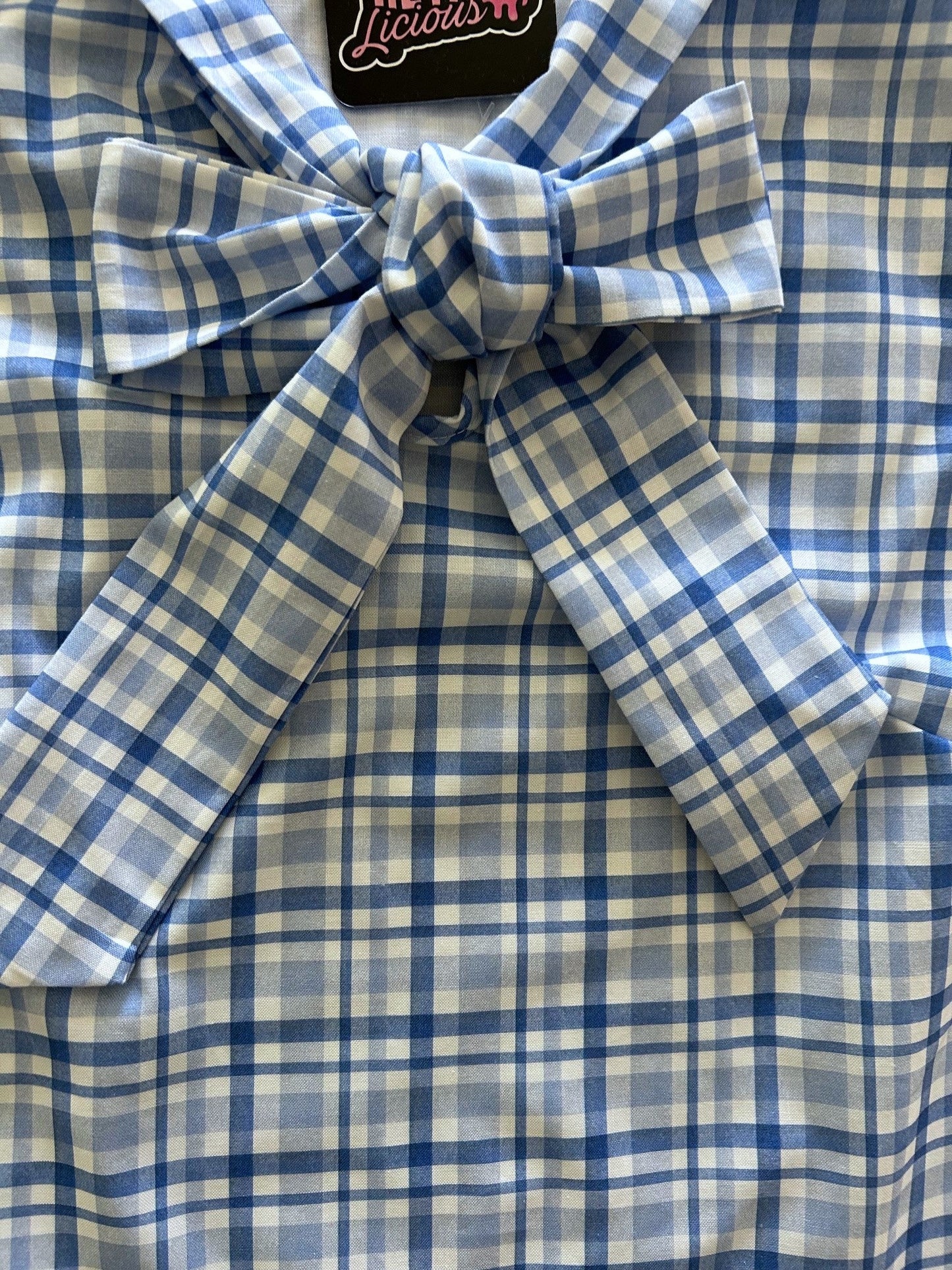 Blue Plaid Bow Top Retrolicious