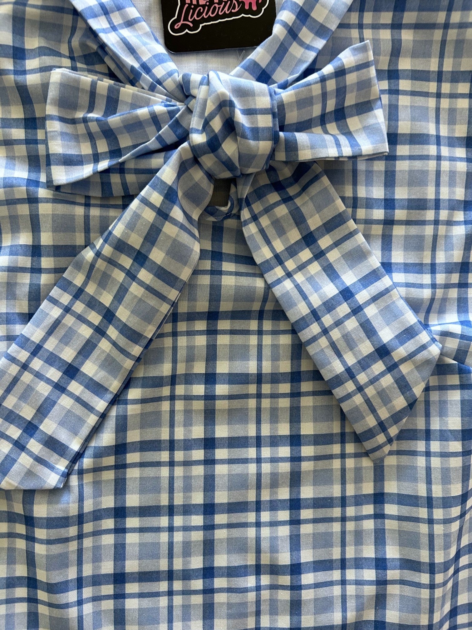 Blue Plaid Bow Top Retrolicious