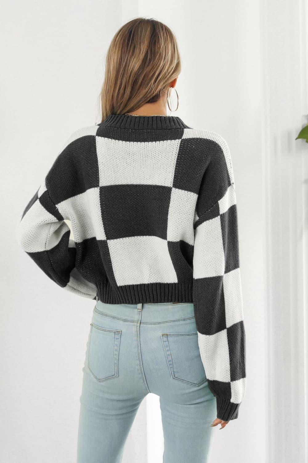 Color Block Round Neck Dropped Shoulder Sweater New Era Fashion LLc