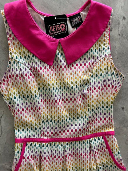 Rainbow Drop Collared Dress Retrolicious