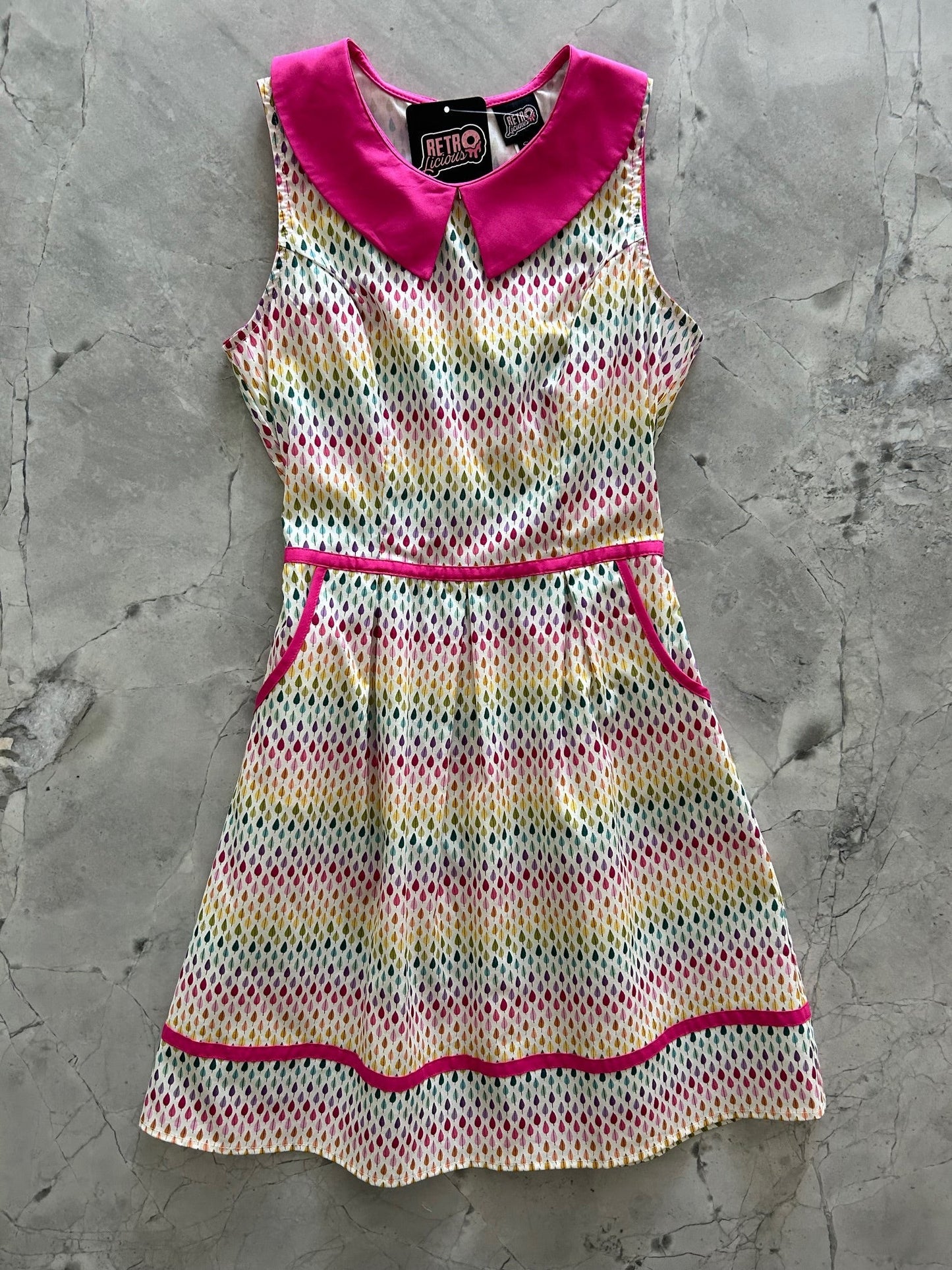 Rainbow Drop Collared Dress Retrolicious