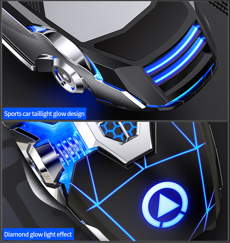 Silvery Carved Wired Mouse for E-Sports Gaming, Silent and Sound Chicken-Eating Mouse Macro for Desktops and Laptops NovaCart