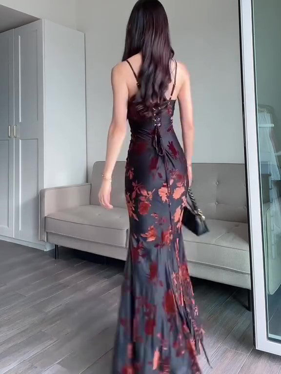 Flocked Strappy Maxi Dress See size chart under “more details” The Fashion Celestial