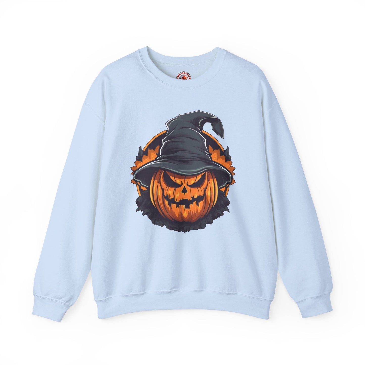 Scary Witch Pumpkin Halloween Crewneck Sweatshirt The Devil's Pickle