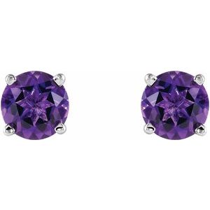 14K White 5 mm Natural Amethyst Earrings Ethereal Legacy Boutiques