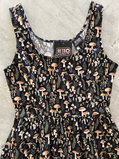 Mushrooms Fit & Flare Dress - XS only, 1 left! Retrolicious