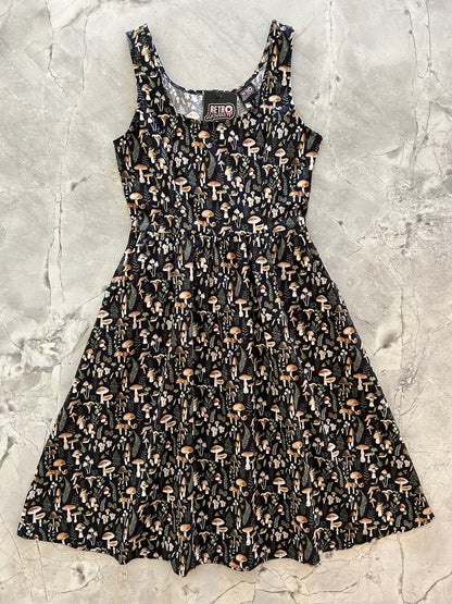 Mushrooms Fit & Flare Dress - XS only, 1 left! Retrolicious