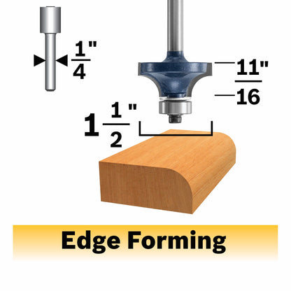 BOSCH 85297MC 1/2 In. x 11/16 In. Carbide-Tipped Roundover Router Bit VM Hardware