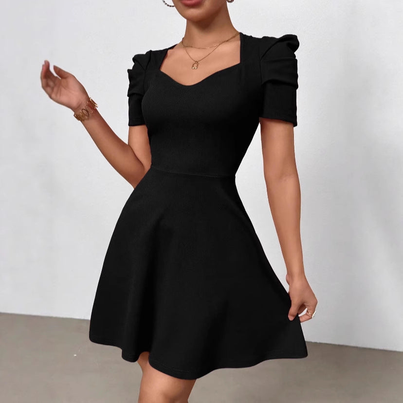 Women's Boat Neck High-Waist Mini Dress – Zipper Patchwork FitiqueFit