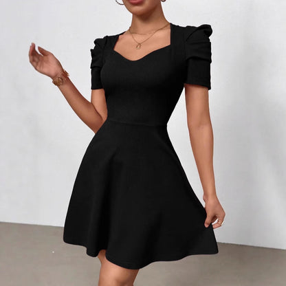 Women's Boat Neck High-Waist Mini Dress – Zipper Patchwork FitiqueFit