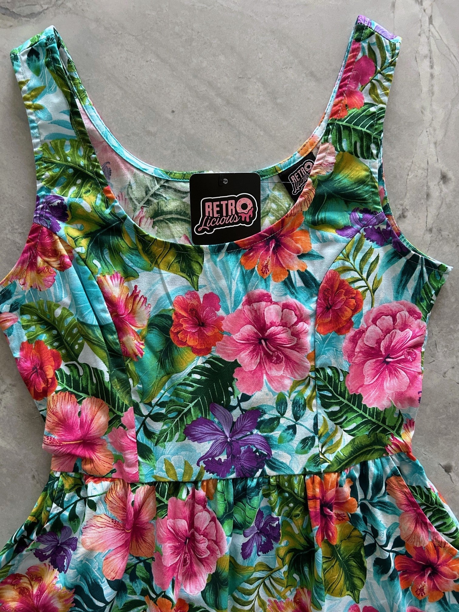 Tropical Fit & Flare Dress Retrolicious