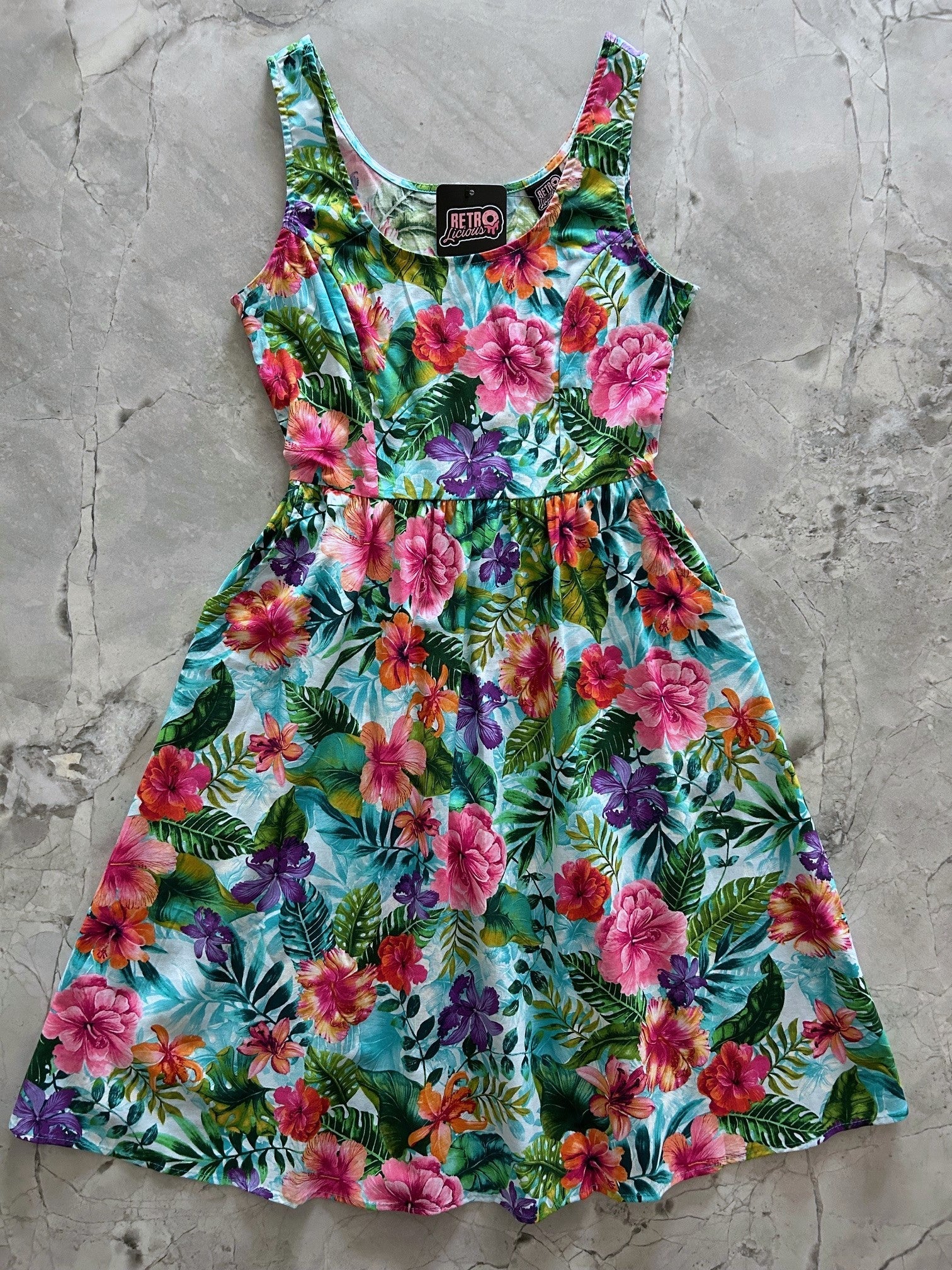 Tropical Fit & Flare Dress Retrolicious