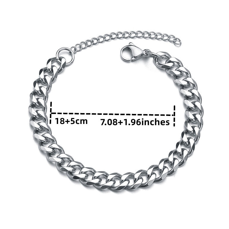 3/5/7/mm Fashion Simple Stainless Steel Cuban Chain Bracelet For Men And Women NovaCart