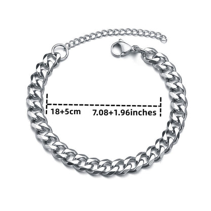 3/5/7/mm Fashion Simple Stainless Steel Cuban Chain Bracelet For Men And Women NovaCart