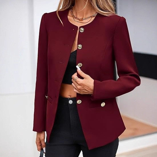 Women’s Round Neck Button Cardigan – Long Sleeve Classic Knit Sweater FitiqueFit