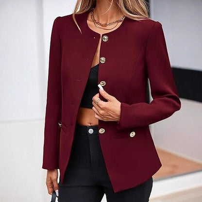 Women’s Round Neck Button Cardigan – Long Sleeve Classic Knit Sweater FitiqueFit