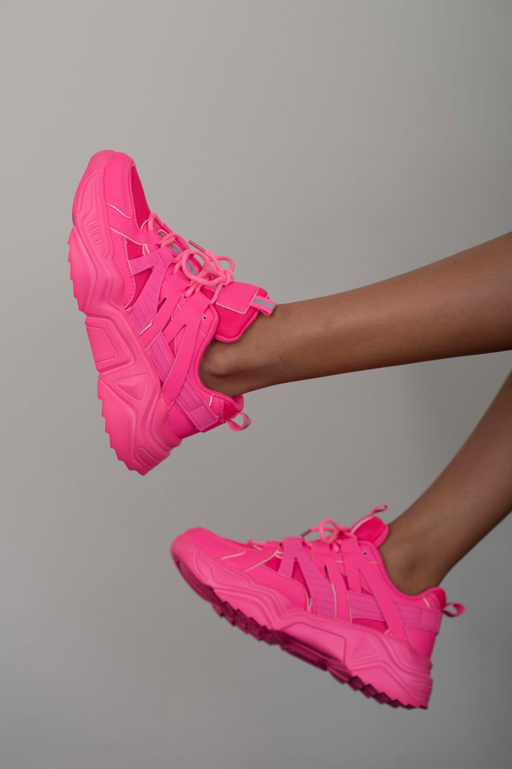 Berness Running Late Chunky Sole Athletic Sneakers in Hot Pink New Era Fashion LLc