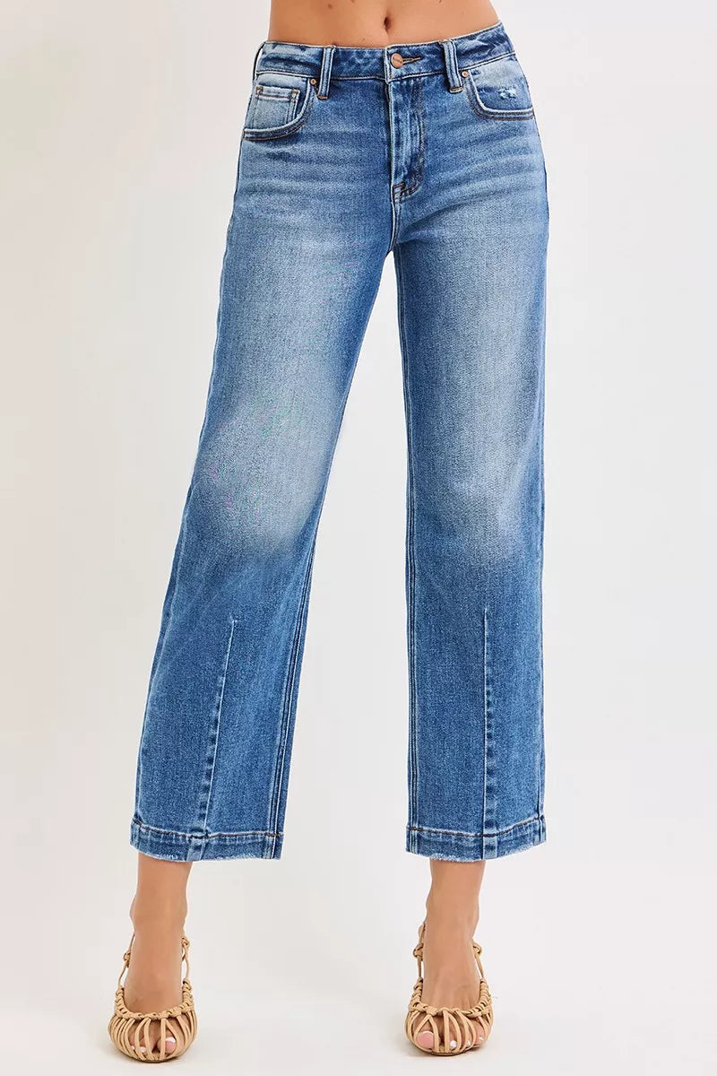 RISEN High Rise Crop Boyfriend Tapered Jeans West2East Surf