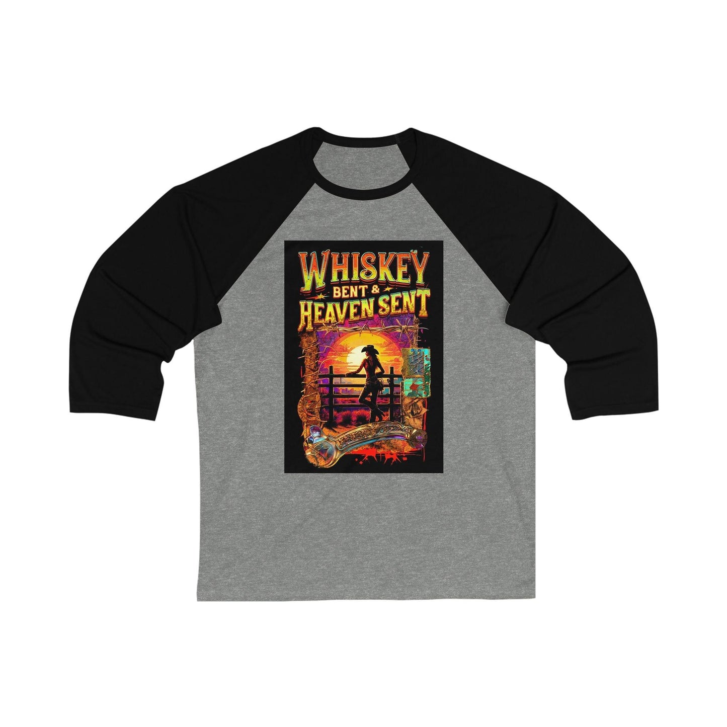 Whiskey Bent and Heaven Sent 3\4 Sleeve Baseball Tee Country in My Heart