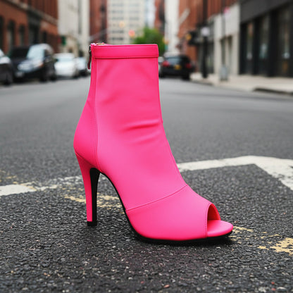 Women’s Peep Toe Stiletto Boots | High Heel Fishmouth Boots FitiqueFit