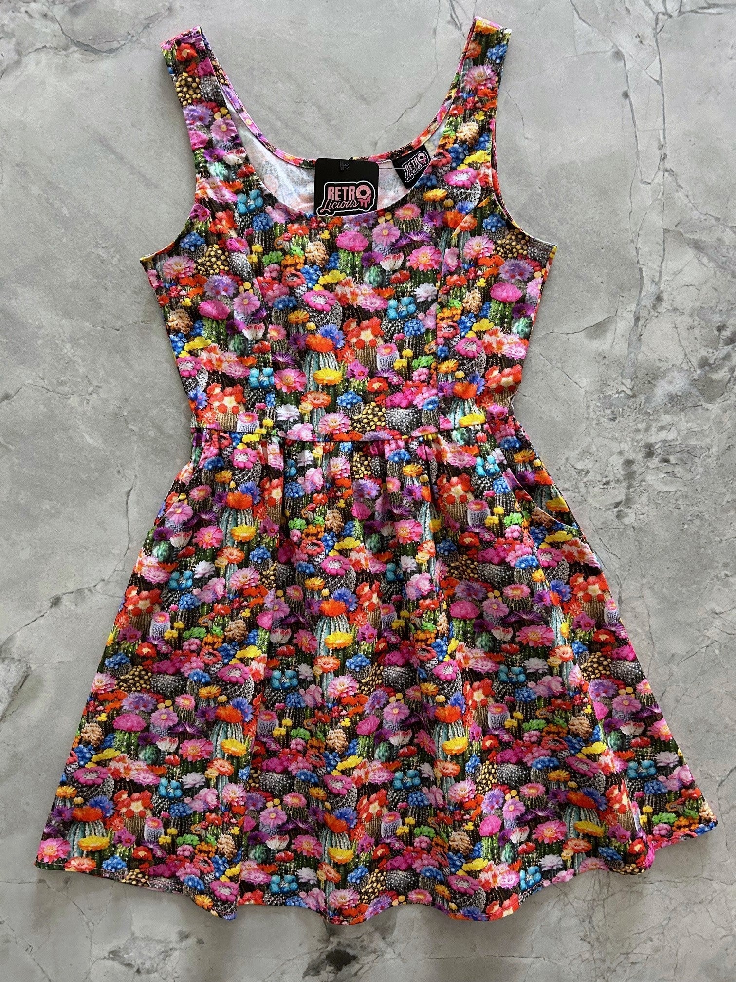 Desert Blooms Shorter Length Fit & Flare Dress Retrolicious