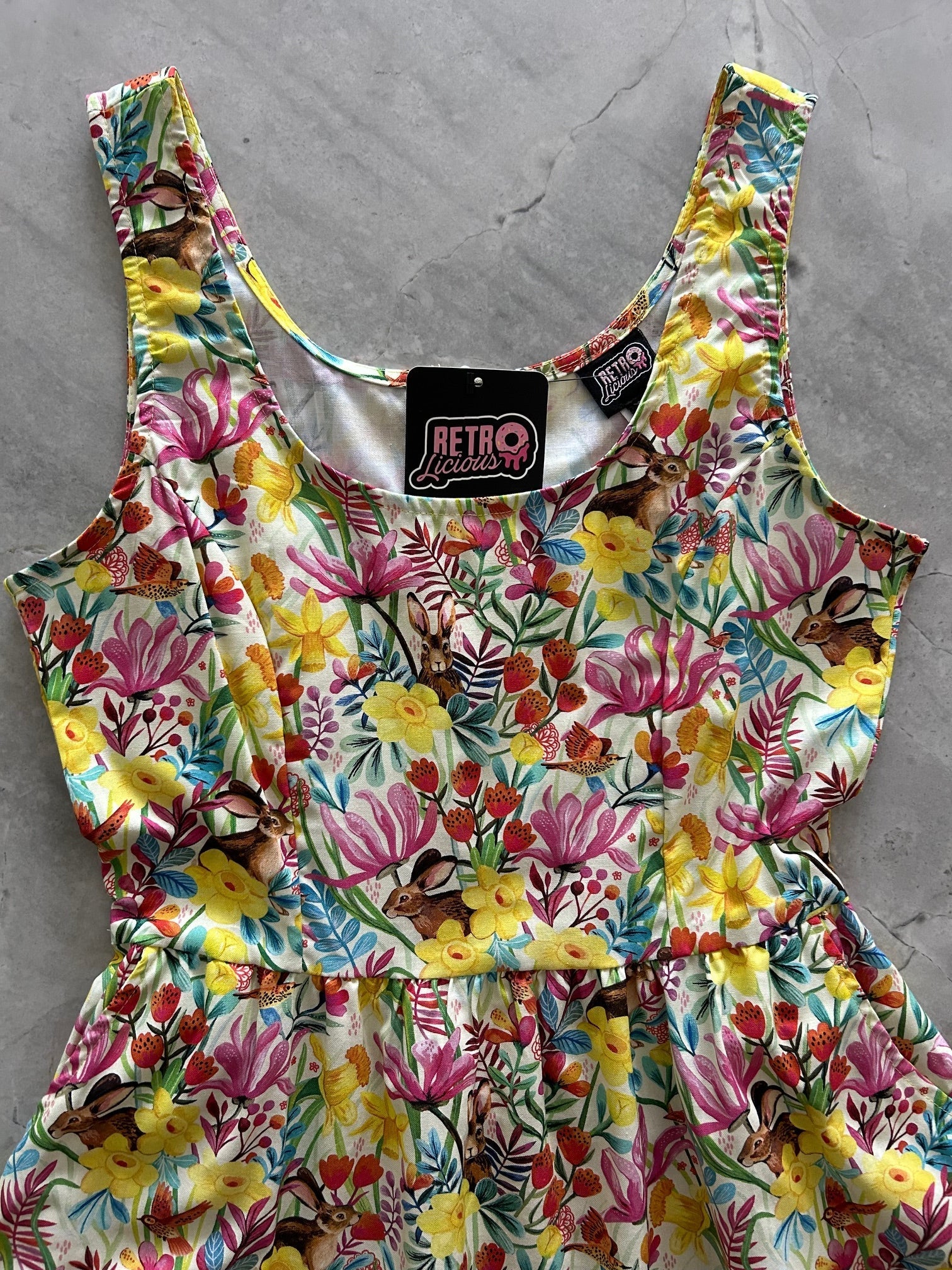Bunnies Shorter Length Fit & Flare Dress Retrolicious