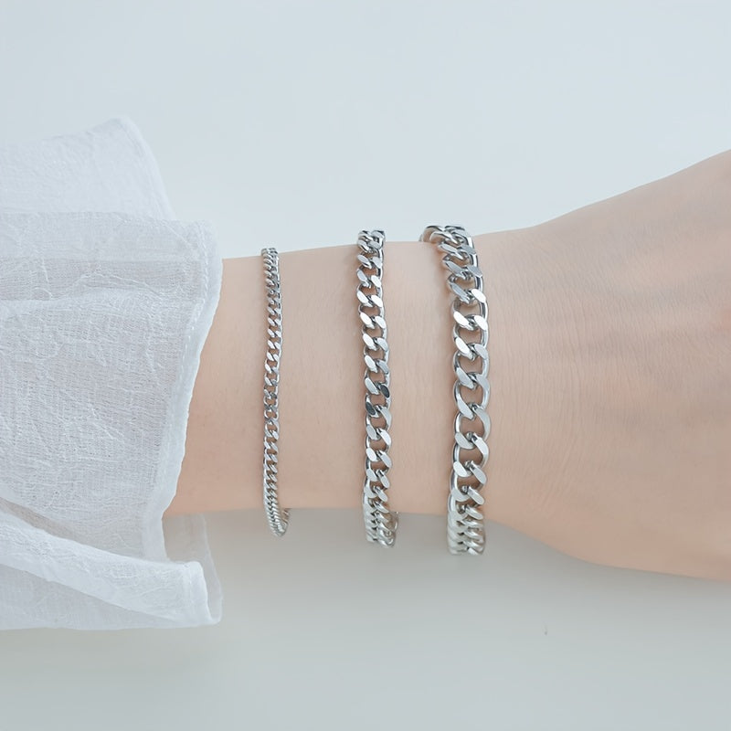3/5/7/mm Fashion Simple Stainless Steel Cuban Chain Bracelet For Men And Women NovaCart
