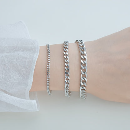 3/5/7/mm Fashion Simple Stainless Steel Cuban Chain Bracelet For Men And Women NovaCart