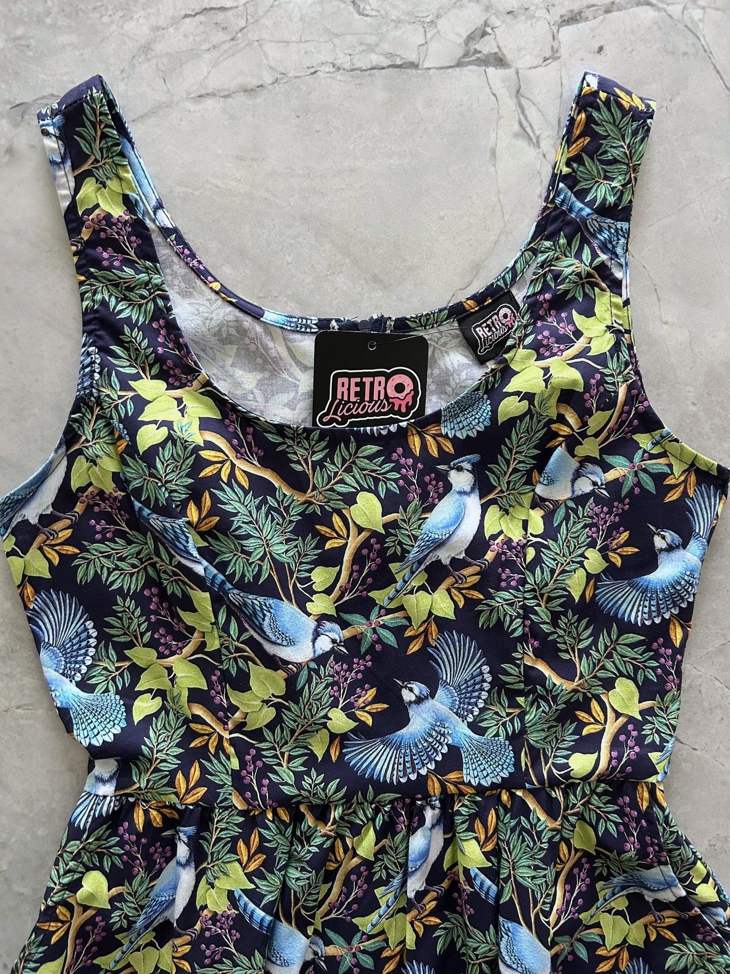 Birds Fit & Flare Dress Retrolicious