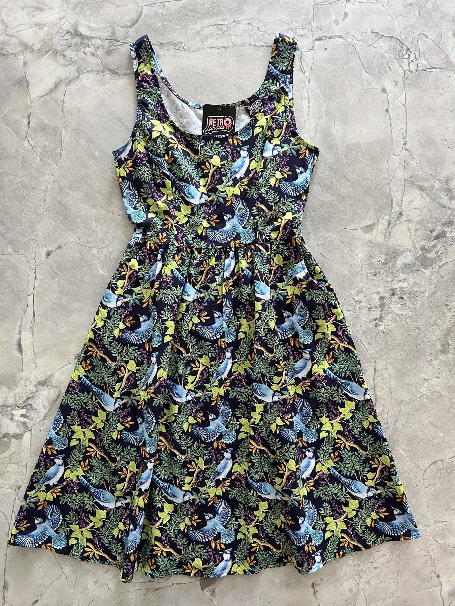 Birds Fit & Flare Dress Retrolicious