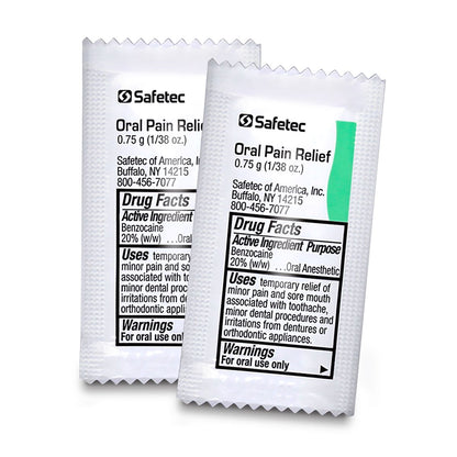 Oral Pain Relief Gel .75 g Packet, 144 Per Box quakekits.com
