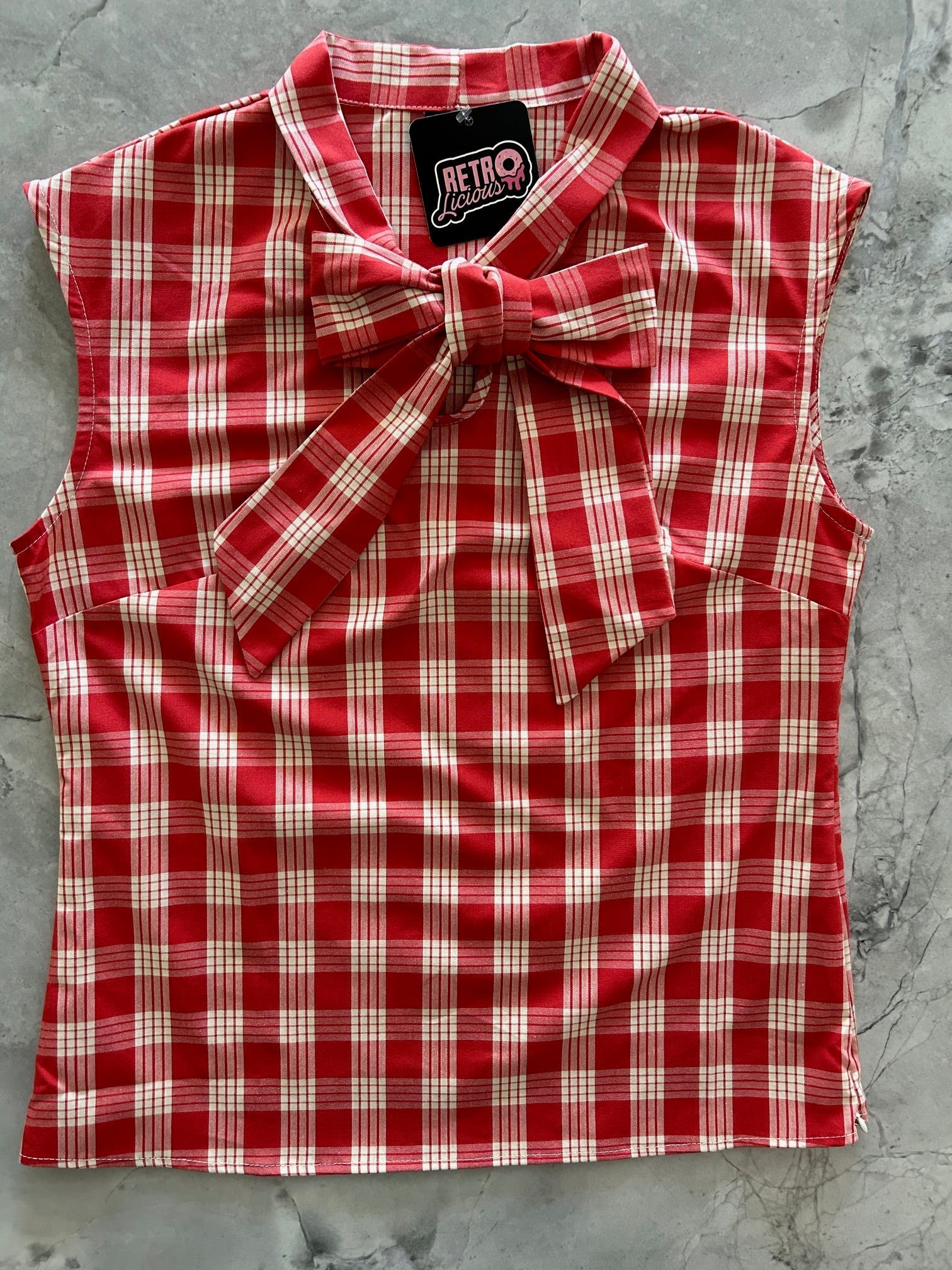 Red Plaid Bow Top Retrolicious