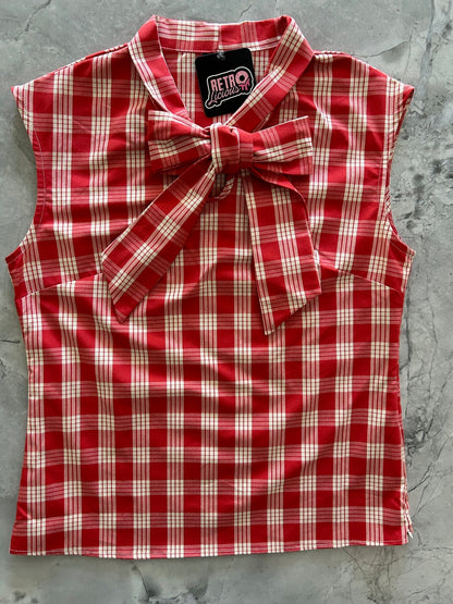 Red Plaid Bow Top Retrolicious