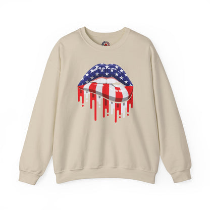 American Flag Lips Crewneck Sweatshirt The Devil's Pickle