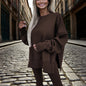 Women’s Solid Color 2-Piece Tracksuit — Crewneck Sweatshirt FitiqueFit