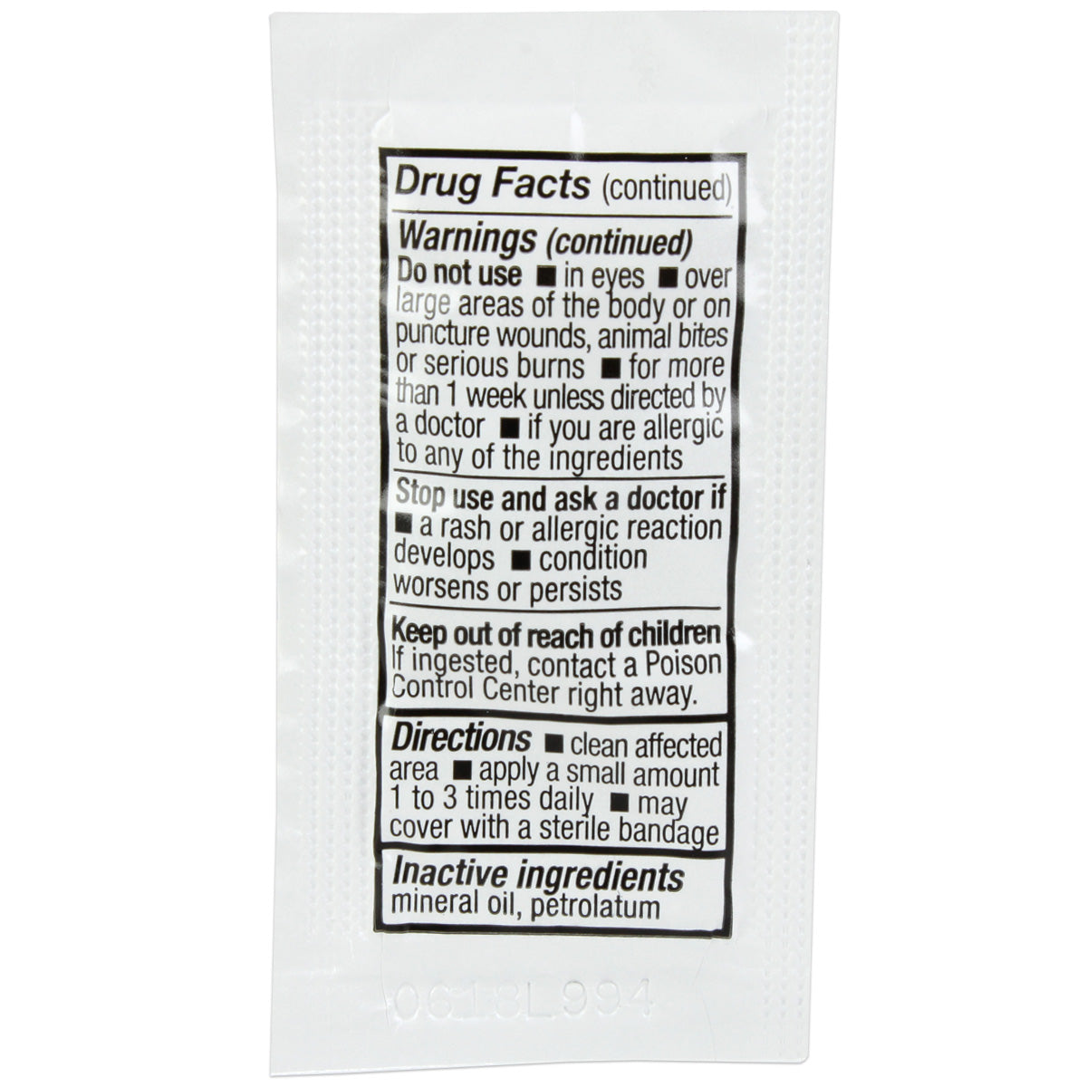 Single Antibiotic (Bacitracin) .9gm. Pouch, 144 per box quakekits.com