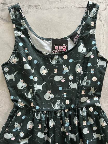 Cats and Yarn Fit & Flare Dress - Small only, 1 left! Retrolicious