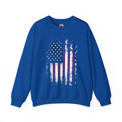Distressed American Flag Crewneck Sweatshirt The Devil's Pickle
